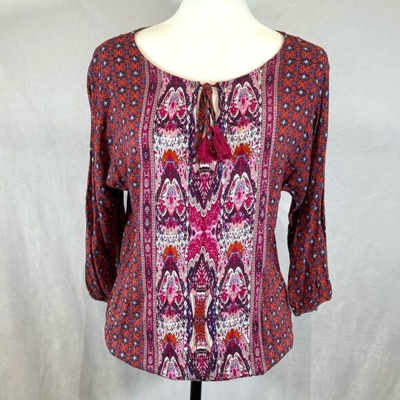 University Club boho style peasant blouse top size 4 - Picture 2 of 5